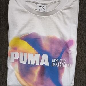 Puma White Tee with Vibrant Graphic